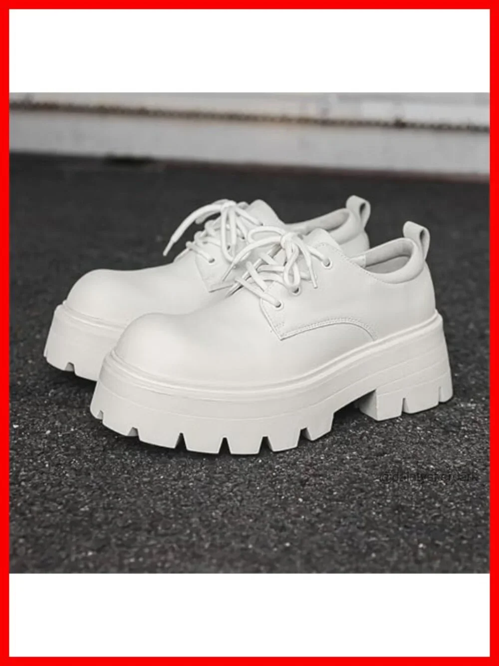 Men's Faux Leather Platform Oxfords Round Toe Lace Up Dress Shoes Non-Slip Lug